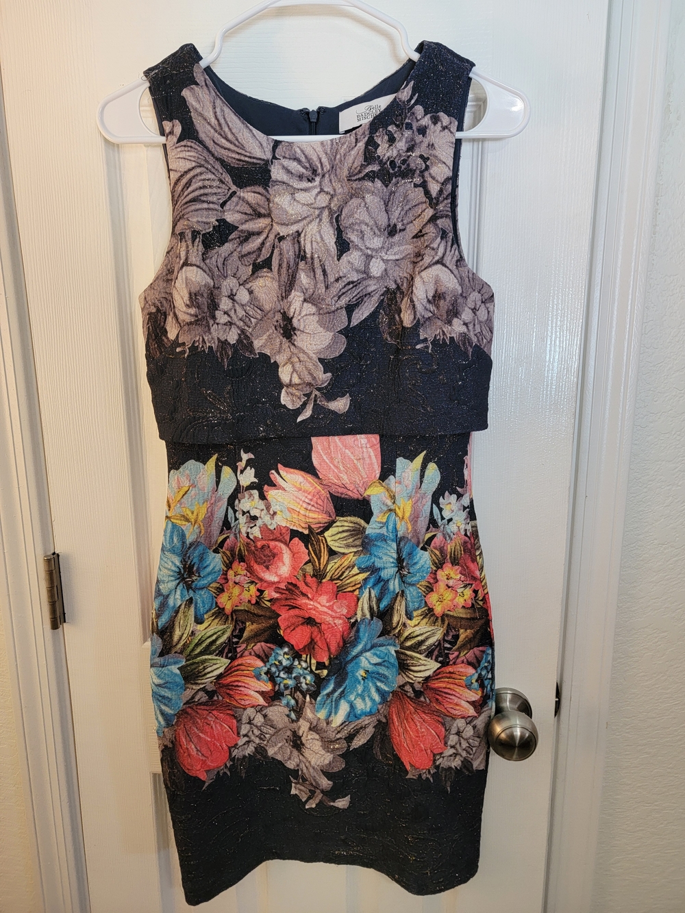 Badgley Mischka Black Floral Print Sleeveless Mini Dress